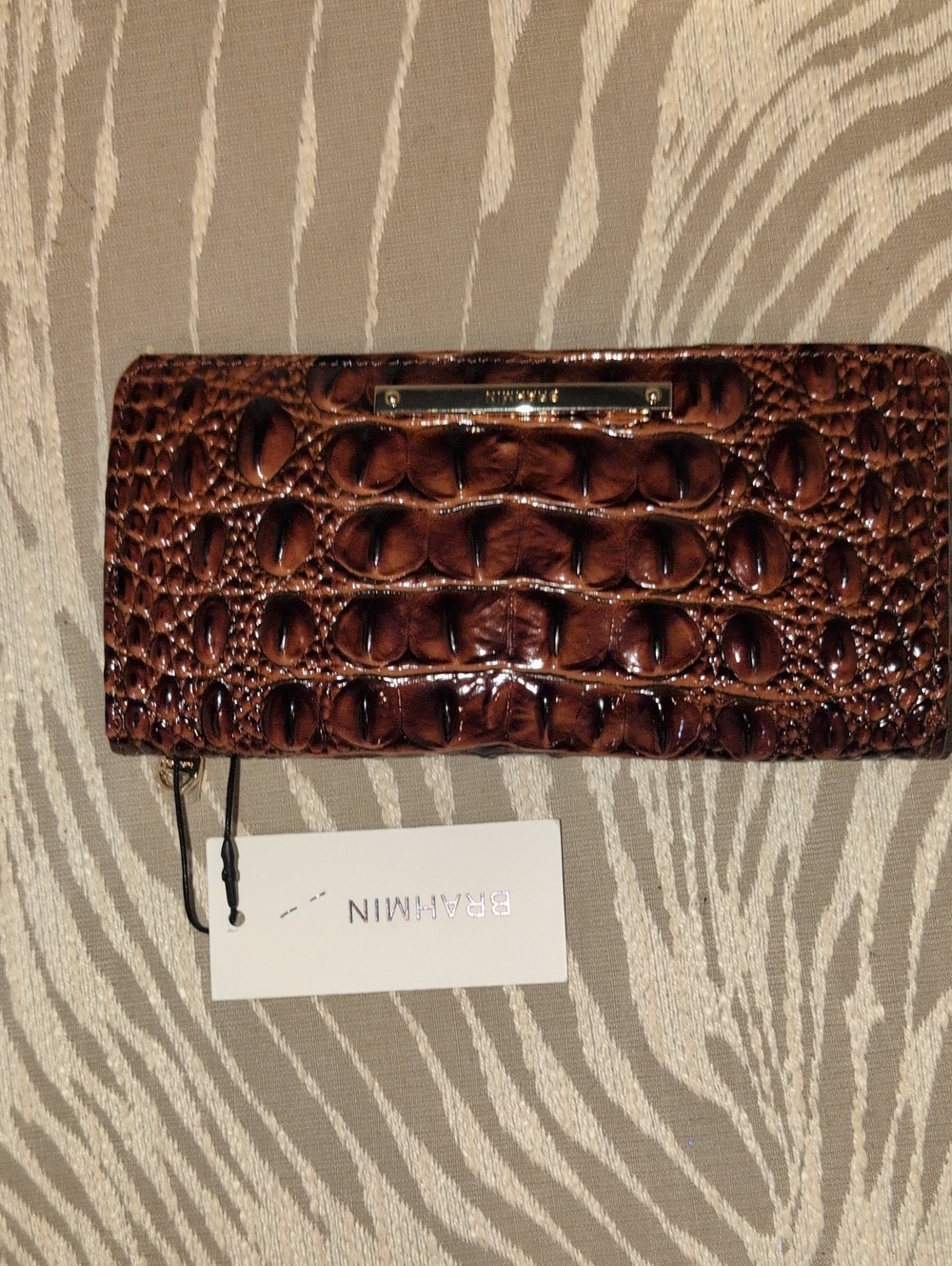 Brahmin Ady Pecan Croc-Embossed Zip Continental Wallet  - New!